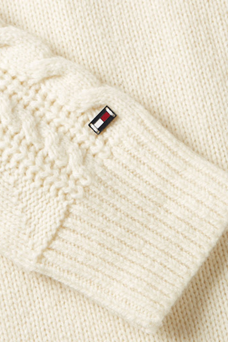 Tommy Hilfiger DC CABLE ROLL NECK Ecru-1 2