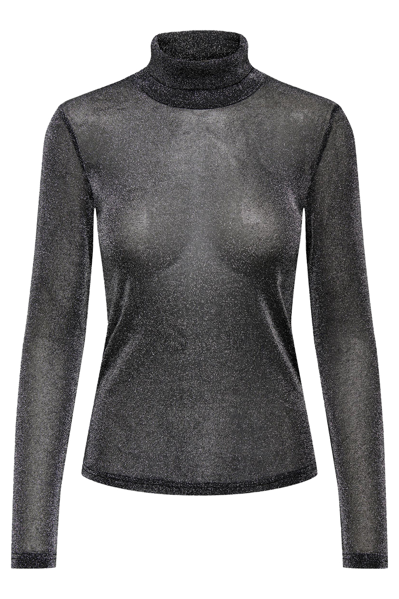 Only ONLAMERA GLITTER L/S ROLLNECK JRS 177911001-Black/w. Black & Winsor Wine AOP 1