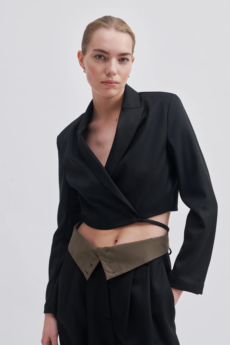 Second Female Almanda cropped blazer Zwart-1 2