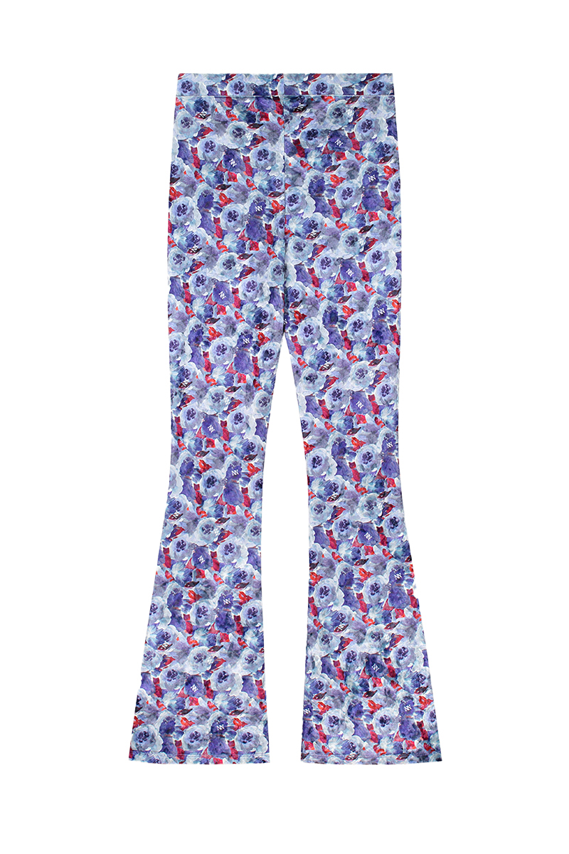 Nik & Nik Velvet Flower Flared Pants Paars-1 3