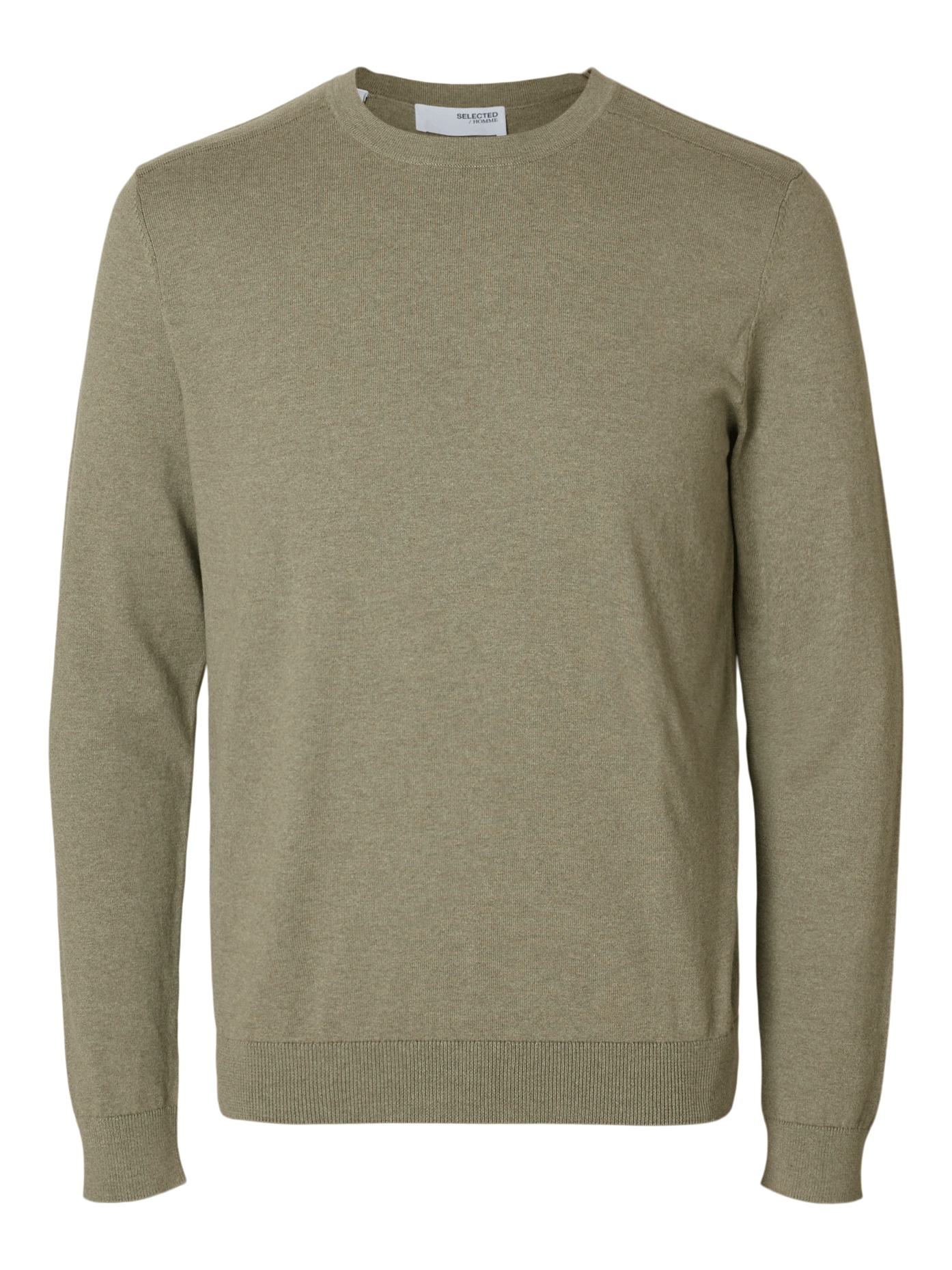 Selected SLHBERG CREW NECK NOOS 190926001-Vetiver/Melange 1