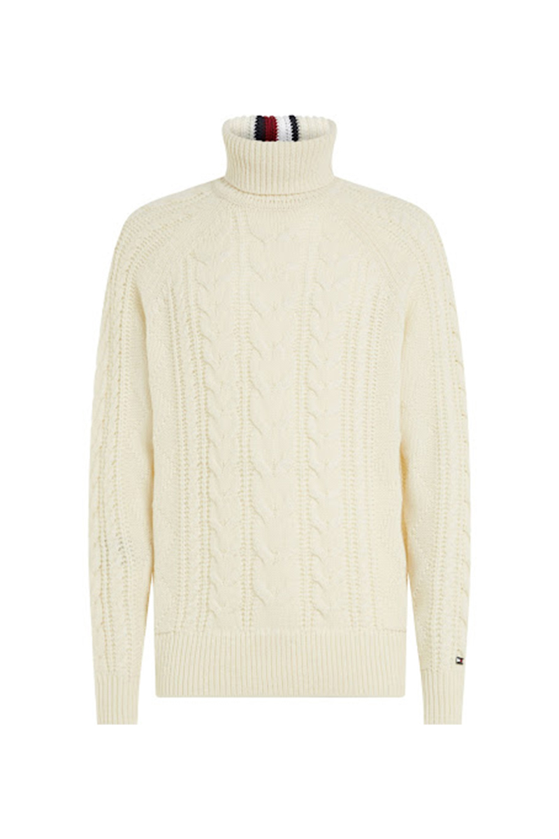 Tommy Hilfiger DC CABLE ROLL NECK Ecru-1 1